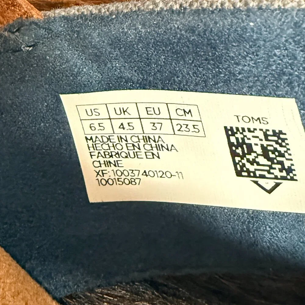 TOMS‎ Women's Denim Blue Raffia Wedge Sandals, Size 6.5